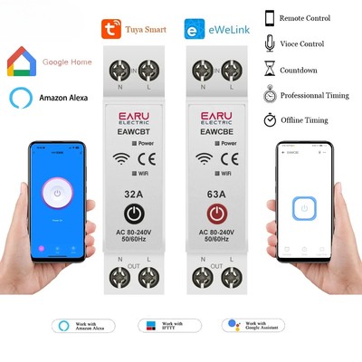 1P 1P+N WiFi Smart Circuit Breaker Time Relay Switch Remote Control By Tuya App