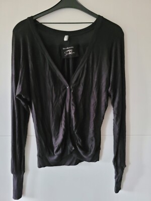 Freshmade Cardigan Strickjacke Jacke T-Shirt-Stoff Shirtjacke schwarz Gr. S