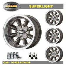 7x13 Superlite Wheels+185/60x13 Yokohama A539 Tyres Classic Ford Set 4 Grey