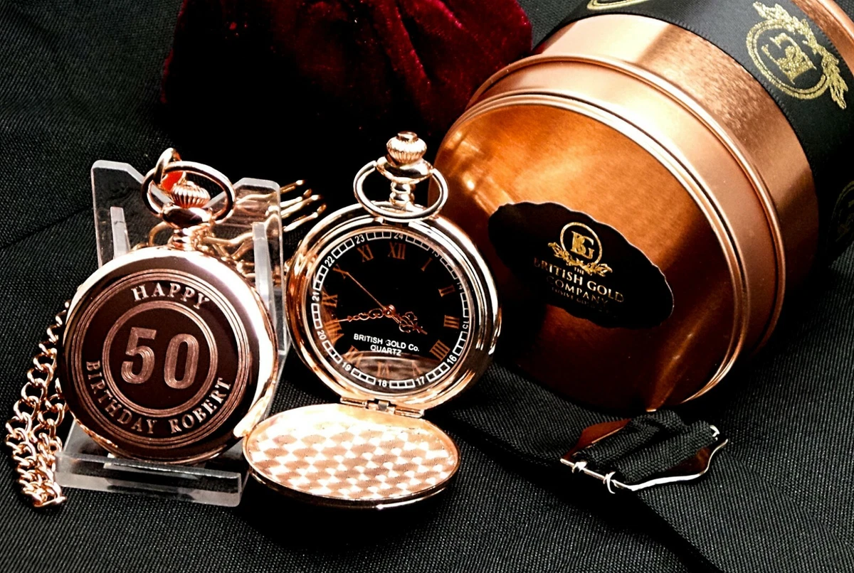 Happy Birthday Pocket Watch Custom Engraved Personalised 50TH 60TH 70TH 80TH