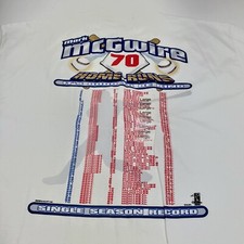 Vintage STARTER Mark McGwire 70 HOME RUNS 1998 White T-Shirt Size XL NWT