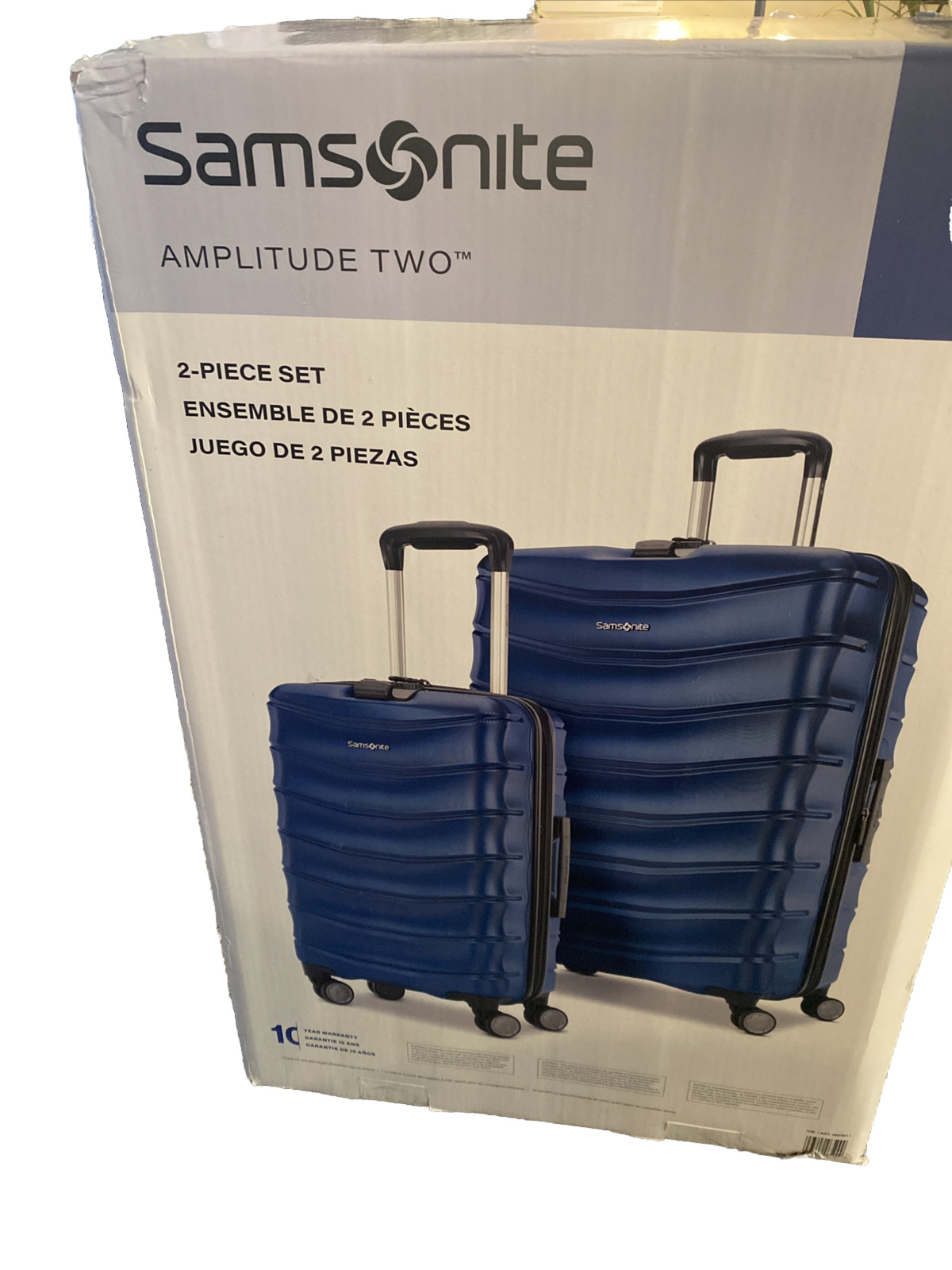 2 PIECE Samsonite Amplitude Hardside Blue Luggage Set Carryon 