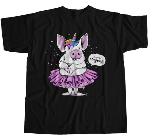 1Tee Damen T-Shirt Loose Fit I am so Magical Pig Ballerina Einhorn - Bild 2 von 5