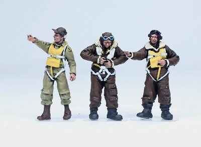 PreSale Set 03 USAAF Bomber Pilots (03 figures) WW2 1:48 Pro Built Model