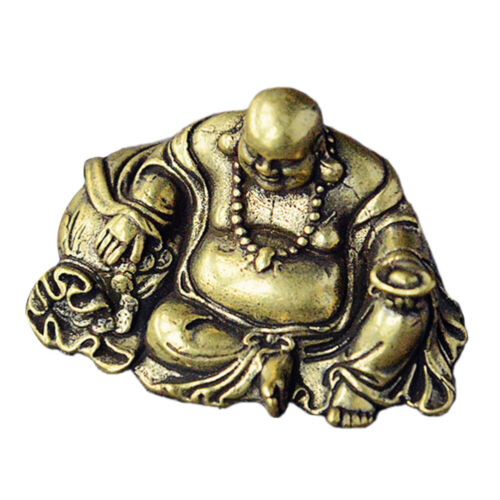 Copper Maitreya Buddha Ornaments Laughing Figurine Decorative Decoration - Afbeelding 1 van 12