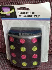 MAGNETIC STORAGE CUP LOCKER ACCESSORY GREAT FOR PENS/PENCILS POLKA DOTS CUTE 