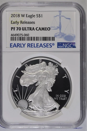 2018 W 1oz Silver Eagle NGC PF70 UCAM - Early Releases - Blue Label