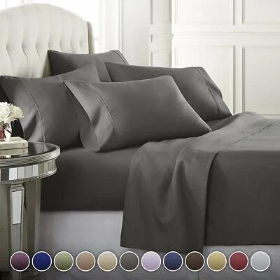 6 Piece Bedroom Bed Sheet Set 2200 Thread Count Luxury Comfort Deep Pocket Queen