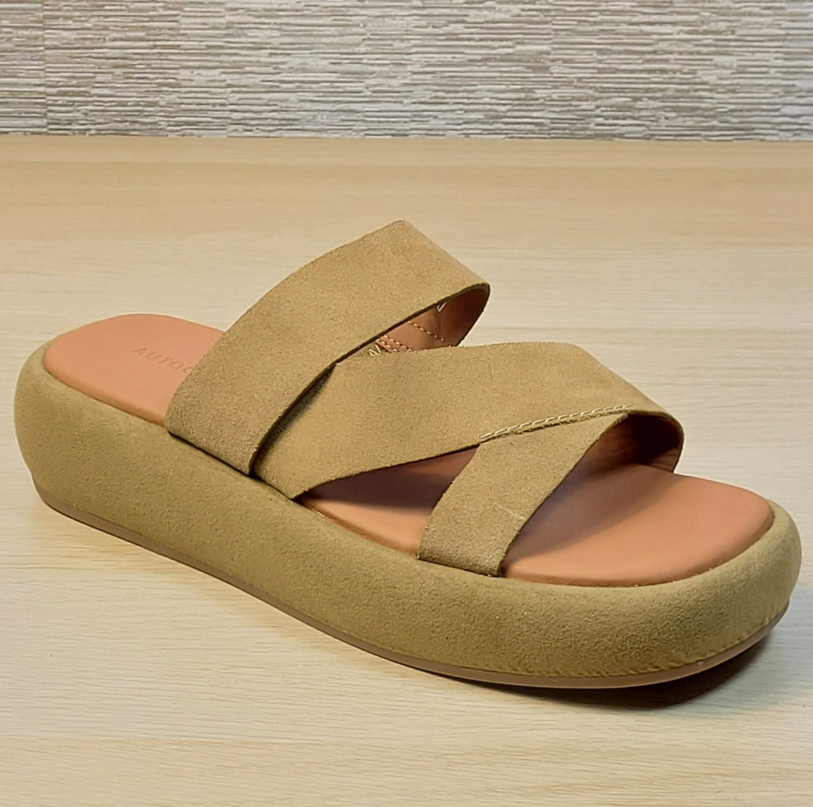 APL SANDALI MULETTI M&S AUTOGRAPH in vero CAMOSCIO flatform ~ taglia 3 5 ~ TAN prezzo consigliato £69