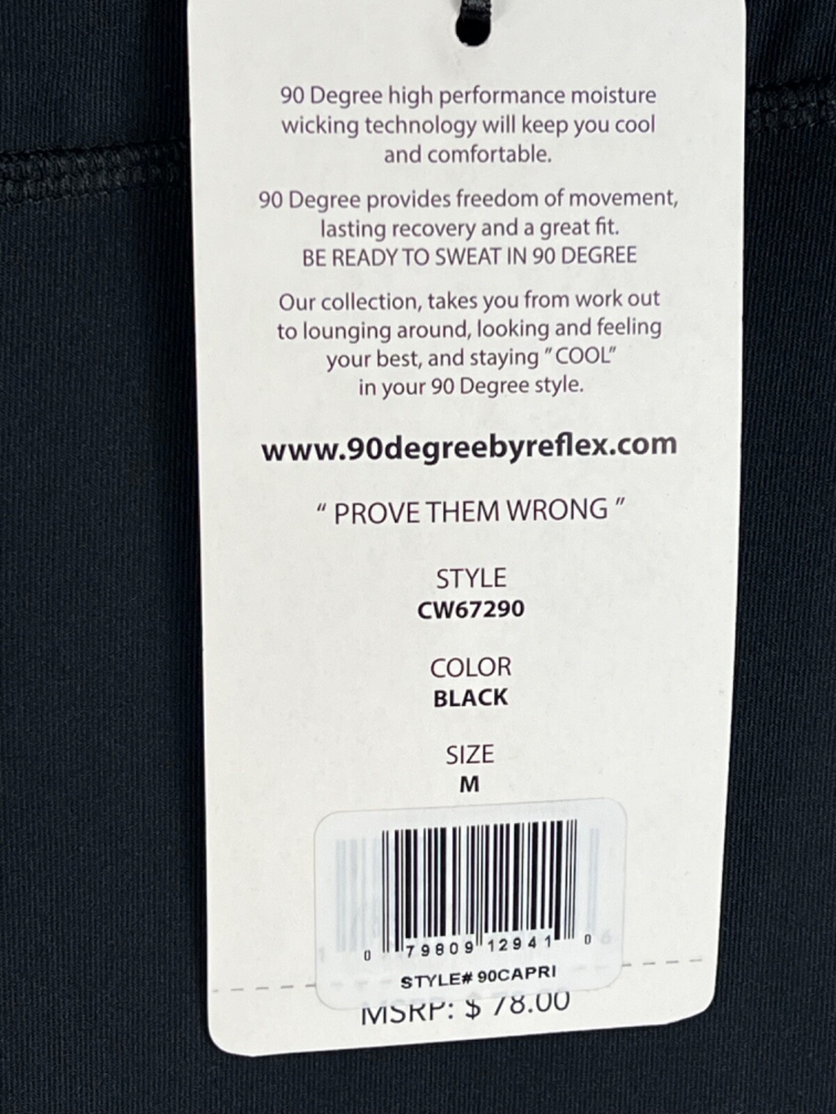 NWT 90 Degree by Reflex Leggings Women's Sz M Black High-Rise Inside Pocket