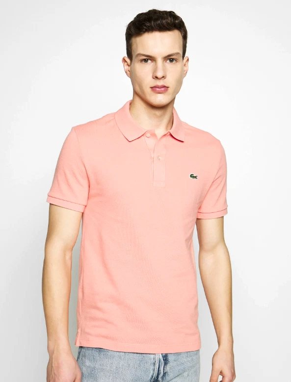 Lacoste pink polo mens cheap