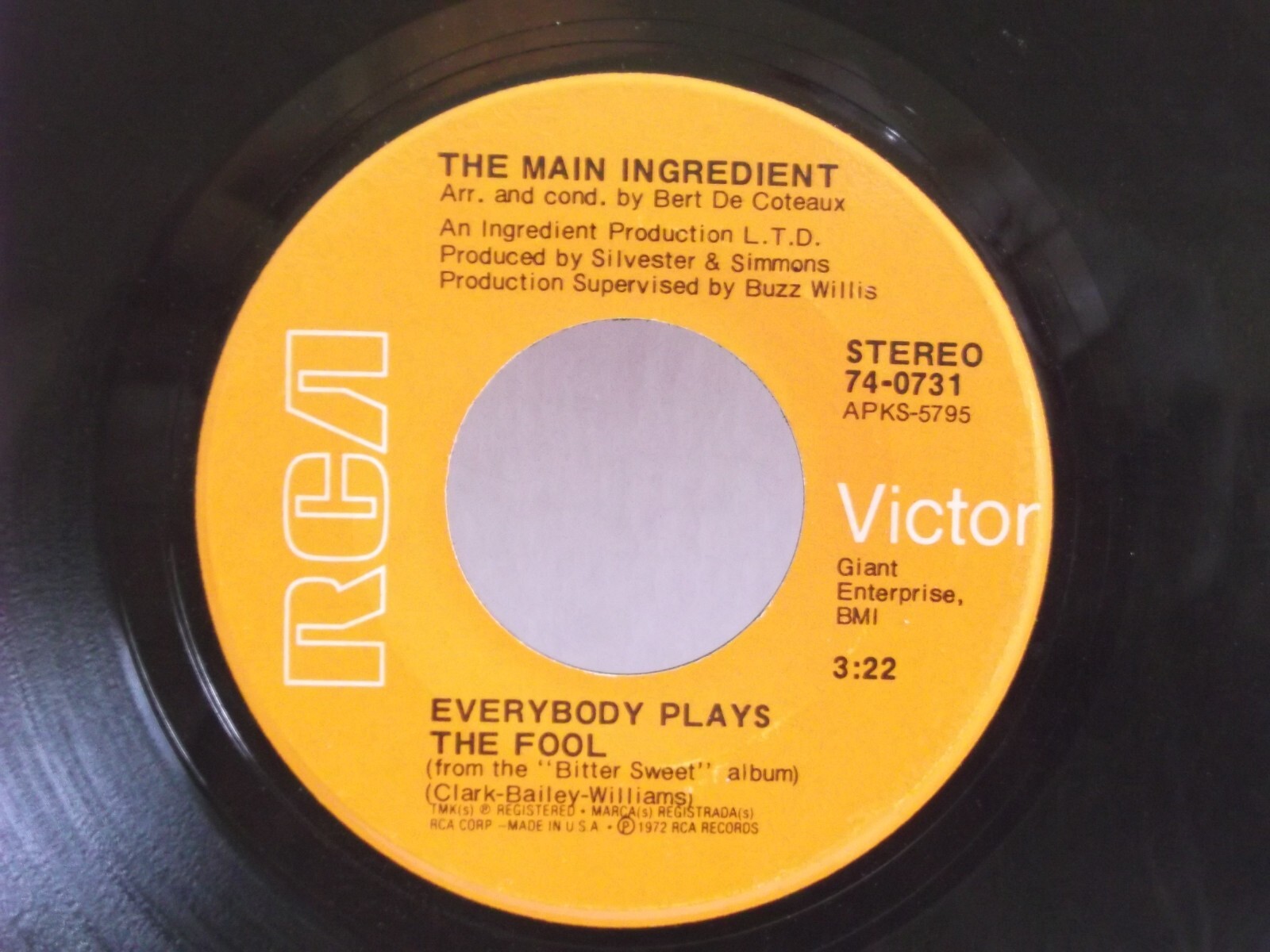 The Main Ingredient,RCA,"Everybody Plays The Fool",US,7" 45,1972 soul