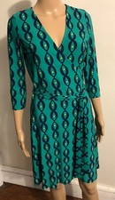 LEOTA Green Jersey Knit Dress Sz Small Fit & Flare Removable Fabric Belt
