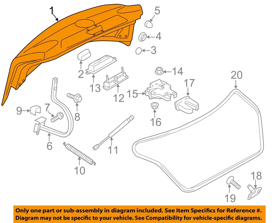 Used Deck Lid fits: 2015 Volkswagen Passat Sdn w/o rear view camera Grade B Foto 3 de 4