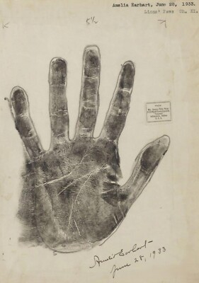 Amelia Earhart Hand Print - 1933 - 5 x 7 inch Photo Print