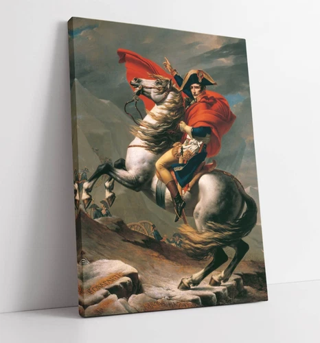 JACQUES LOUIS DAVID, NAPOLEON CROSSING THE ALPS -CANVAS WALL ARTWORK PIC PRINT
