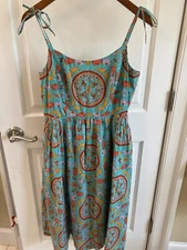 J Crew for Drake’s Tiled Elephant Print Sundress Green Sz 6 EUC