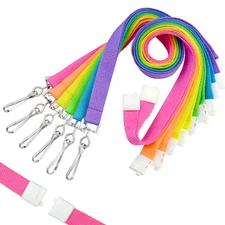 6 Pack of Bright Neon Neck Lanyards with Safety Breakaway Clasp by Specialist ID