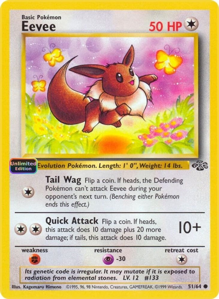 1999 Pokemon: Jungle - Eevee (#51/64, Unlimited, Common, Near Mint)