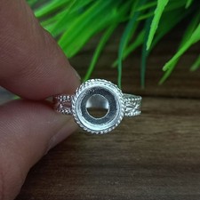 925 Sterling Silver Plated 8mm Round Collet Ring Setting DIY Jewelry Supplies