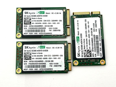 Lot of  3 - 512GB mSATA Hynix SC300  HFS512G3AMND-3310A