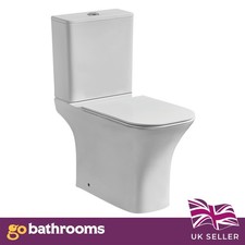 Rimless Close Coupled Toilet WC White Ceramic Pan Cistern Soft Close Seat 3/4.5L