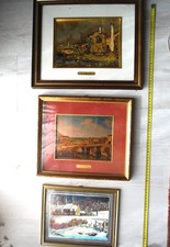 Lotto 3 Quadri Vintage Arredo - Riproduzioni d'Autore su Rame e Vetro - Anni 70/