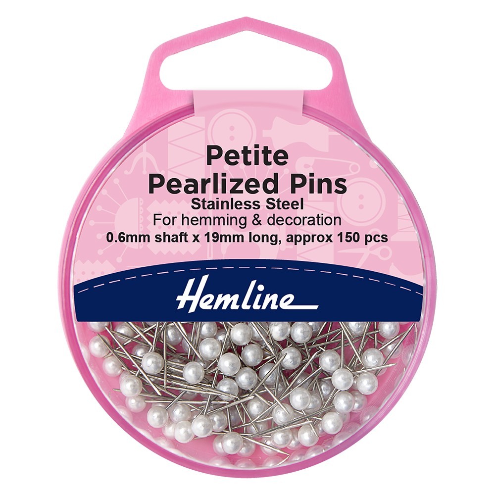 Hemline: Pins: Petite: Pearlized: Stainless Steel: 19mm: 150 Pieces
