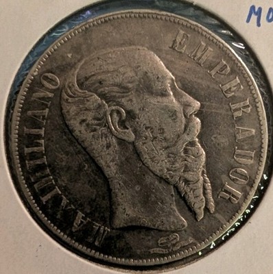 1866 MAXIMILIAN Silver Peso SCARCE COIN from Mexico
