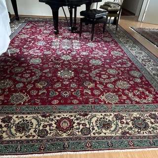 Persischer Orientteppich rechteckig rot/beige/grün mit Bordüre Wohnzimmer