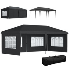 Outsunny 3 x 6m Heavy Duty Gazebo Marquee Party Tent with Storage Bag Black