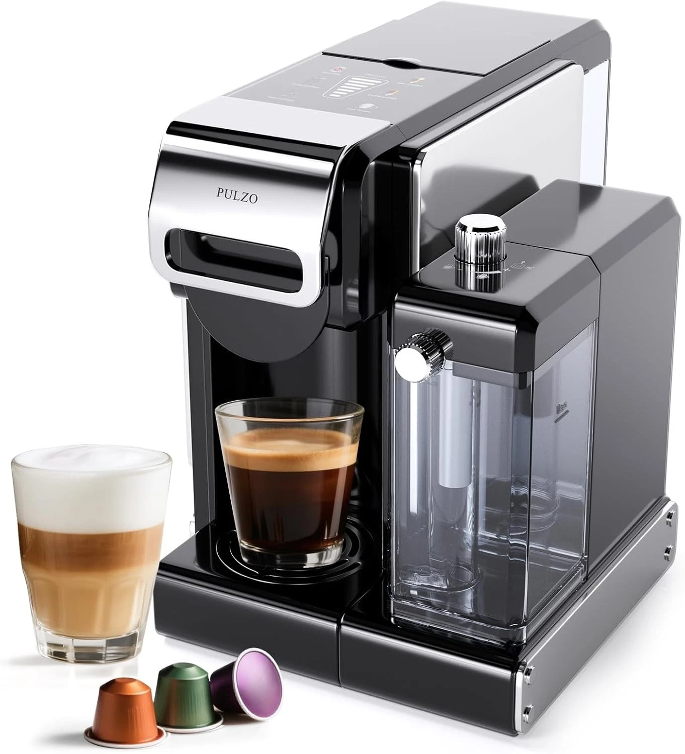 Pulzo Espresso Machine With Automatic Milk Frother – Multi-Capsule, 20-Bar, LU