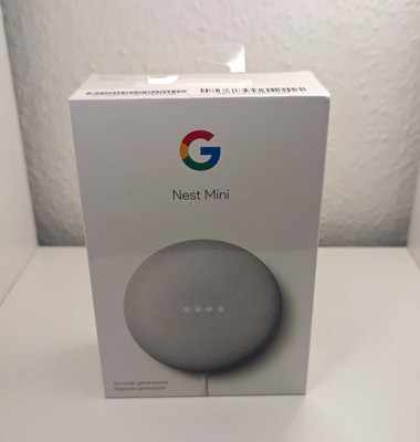 Google Nest Mini Smart Lautsprecher grau, Bluetooth WLAN kabellos, Micro-USB