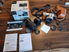 Sony a5000 Mirrorless Digital Camera w/16-50mm 55-210mm Lens Case, Silver