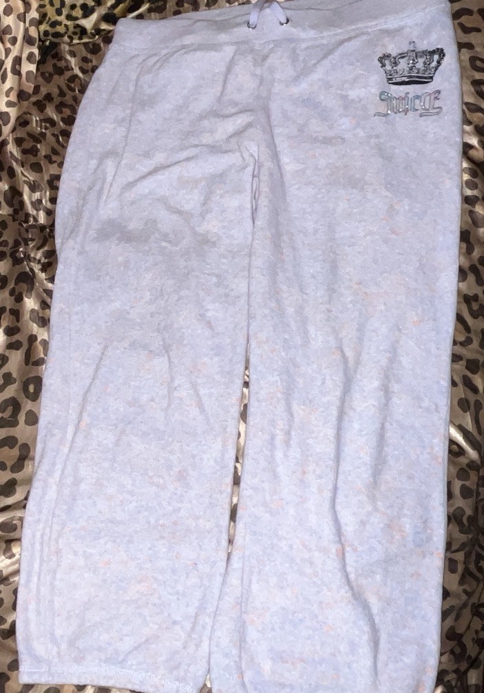 Juicy Couture Women's Gray Terry Drawstring Jogger Pants M Heathered Pockets View 4