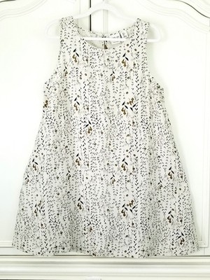Rachel Zoe Beige Floral Linen Sleeveless Pullover Dress Pockets Womens Large