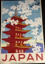 JAPAN RAILWAYS Vintage Poster 24x36 ships rolled