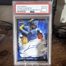 2024 Topps Finest - Finest Autographs Junior Caminero Blue Refractor /99 PSA 10