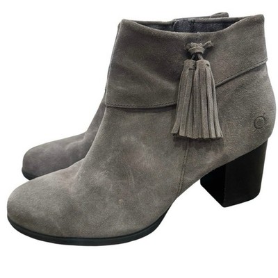 Born Mauvide Womens Boots Size 10 Suede Ankle Tassel Bootie Boho Block Heel