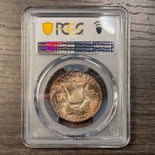 MS66FBL 1952 50C Franklin Silver Half Dollar, PCGS Trueview- Rainbow Toned - Picture 5 of 11