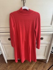 Vintage Francesca For Damon Red High Neck Knit Dress Long Sleeve Wool Blend 14