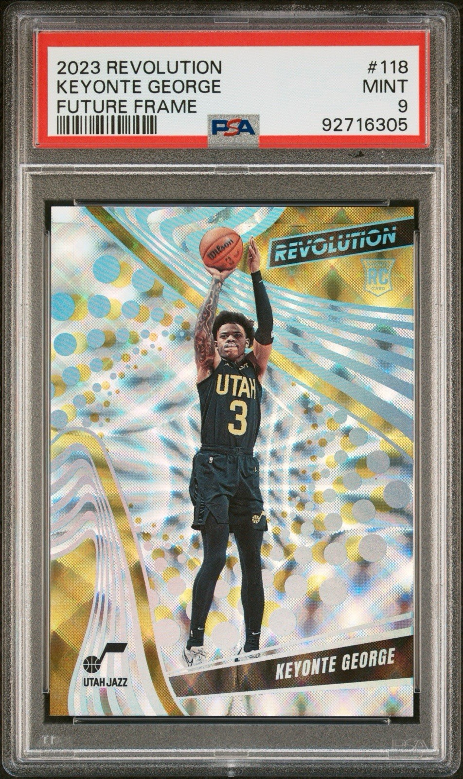 2023 Revolution Keyonte George Future Frame RC /60 PSA 9 Jazz #118 Rookie