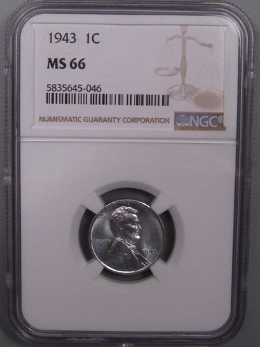 BU Gem 1943 Steel Lincoln Penny NGC MS66 Luster.  #16
