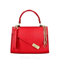 ITALIAN TRENDY PEBBLED LEATHER HANDBAG BAG SATCHEL by DIVA's - MADE IN ITALY