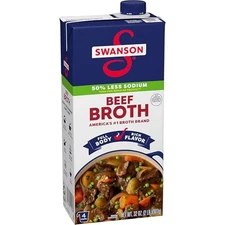 Lower Sodium Beef Broth 32oz Carton for Cooking Soups and Recipes