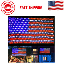 New American Flag Lights, 420 LED USA Flag Net Lights, Outdoor Waterproof Patr