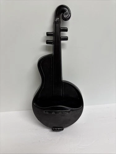 Vintage Red Wing Pottery Violin Wall Pocket Black M-1484 USA
