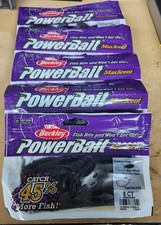 Lot of 5 BERKLEY POWERBAIT MAXSCENT 4" CREATURE HAWG in Black Blue Fleck