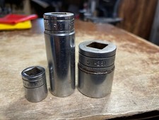 Snap-On Lot of 3 Sockets SF201 5/8" 12-Point Deep FSM 12mm 3/8" Dr SW281 7/8"