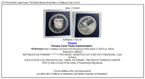 1979 PANAMA Canal Treaty VINTAGE Historic Proof Silver 10 Balboas Coin i112443 - Picture 3 of 3